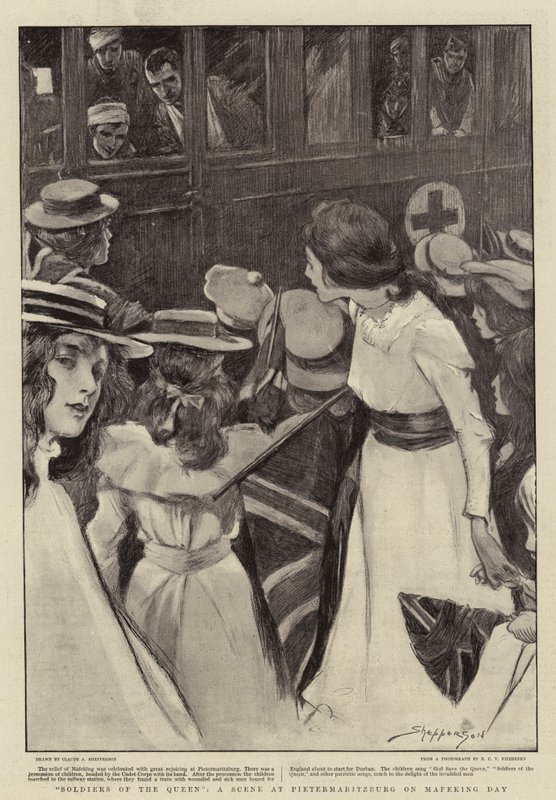 Soldados de la Reina, Una Escena en Pietermaritzburg en el Día de Mafeking de Claude Shepperson