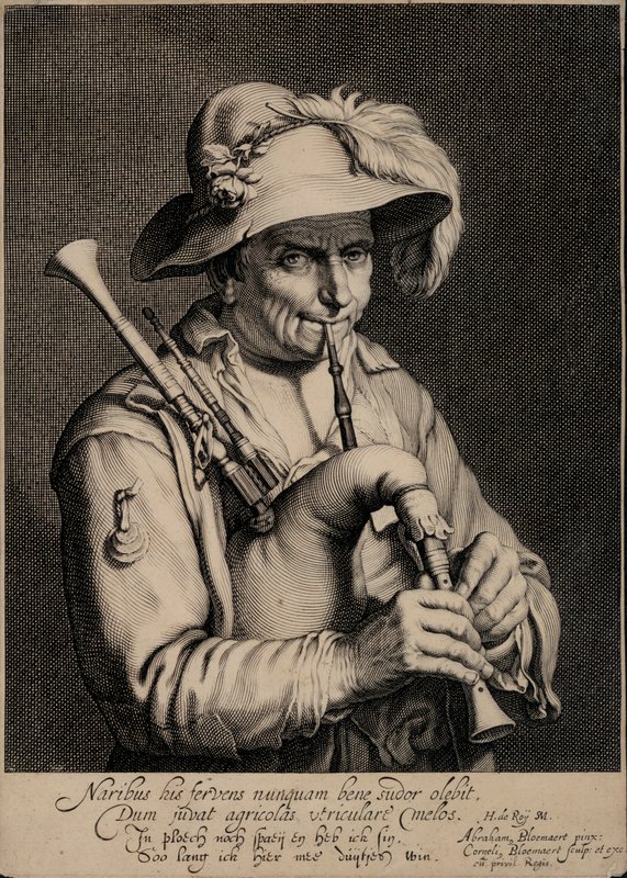 Hombre tocando la gaita de Cornelis Bloemaert