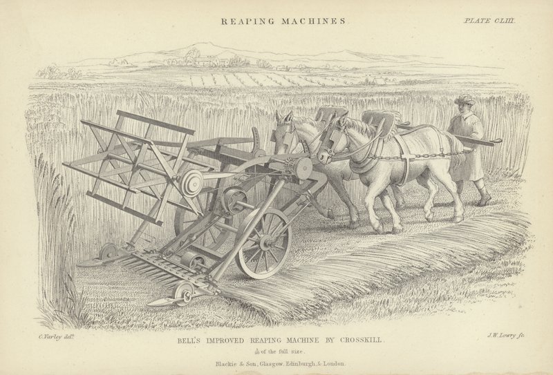 Máquina de segar mejorada de Bell por Crosskill de Cornelius Varley
