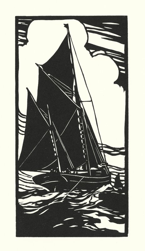 Barcos de pesca y barcazas: Brixham Trawler (xilografía) de Cyril A. Wilkinson