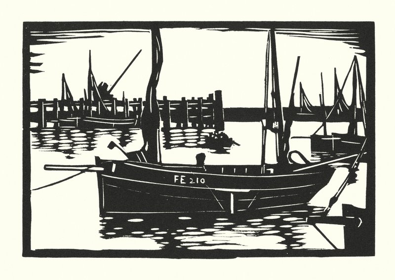Barcos de pesca y barcazas: Folkestone Beam-Trawler (xilografía) de Cyril A. Wilkinson