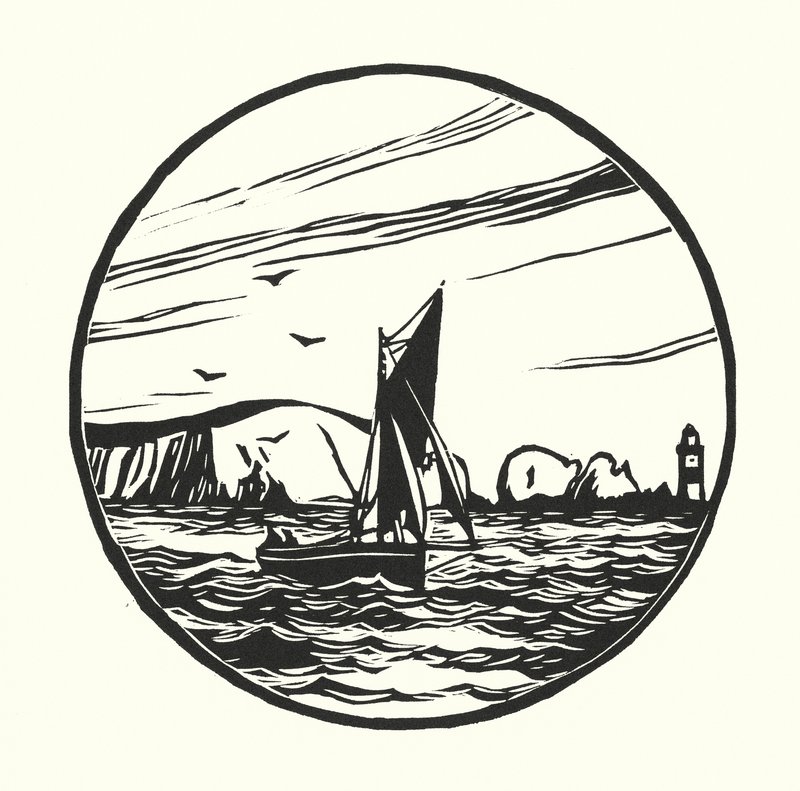 Barcos de pesca y barcazas: Itchen Ferry Boat (xilografía) de Cyril A. Wilkinson