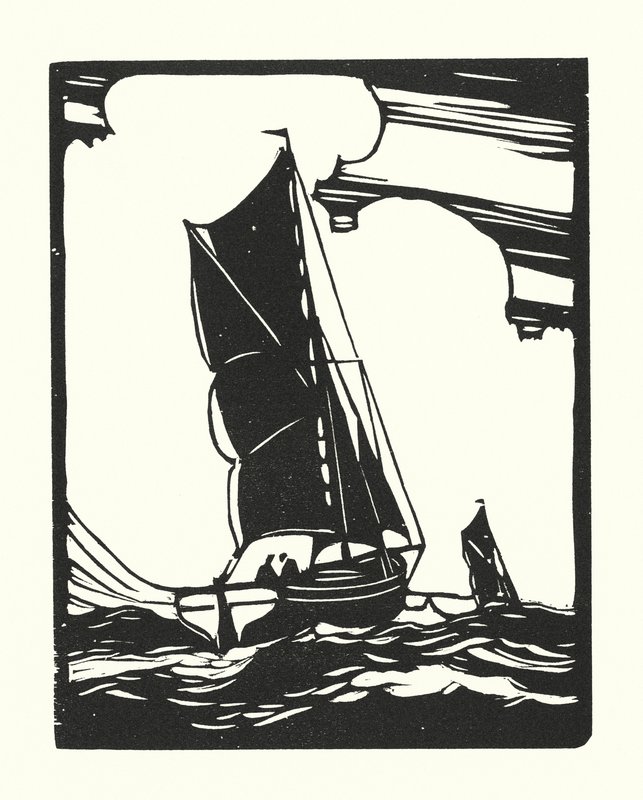 Barcos de pesca y barcazas: Leigh Bawley (xilografía) de Cyril A. Wilkinson