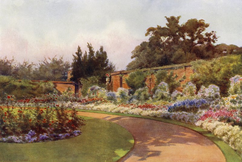 Una frontera anual, el jardín de la princesa Charlotte, Claremont (litografia en color) de Cyril Ward