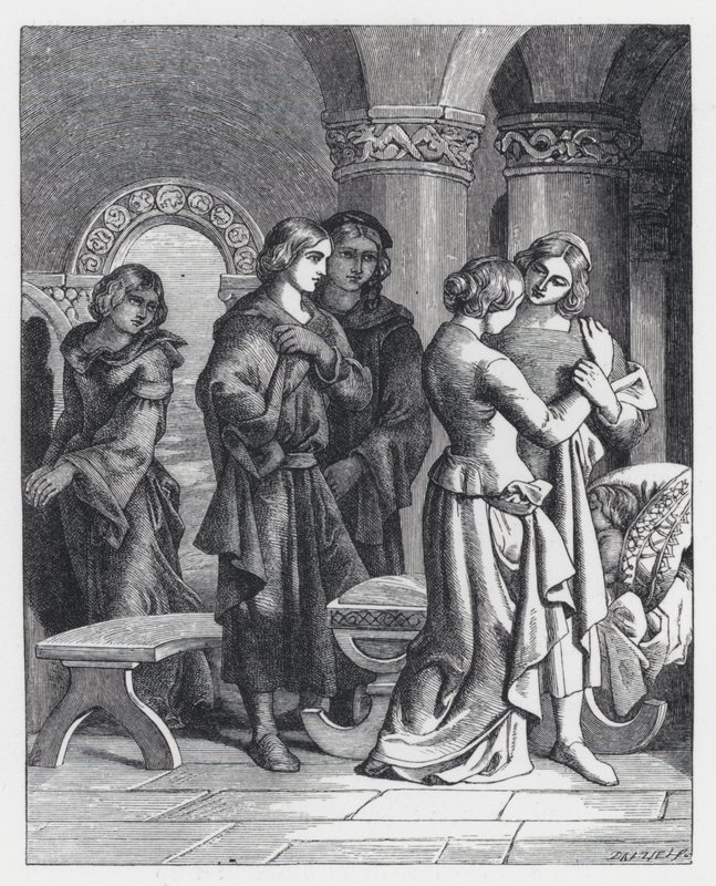Ilustración para el poema de Tennyson, La Princesa de Daniel (after) Maclise