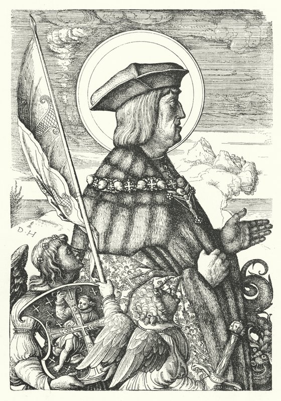 Maximiliano I, Emperador del Sacro Imperio Romano, como San Jorge de Daniel Hopfer