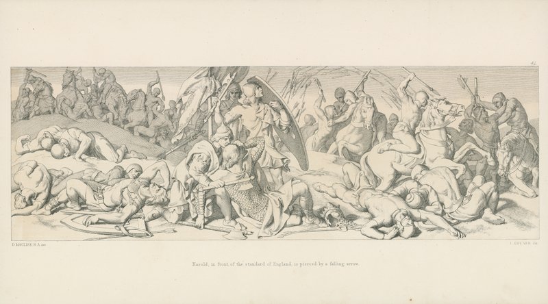 Harold, frente al Estandarte de Inglaterra, es atravesado por una flecha caída de Daniel Maclise