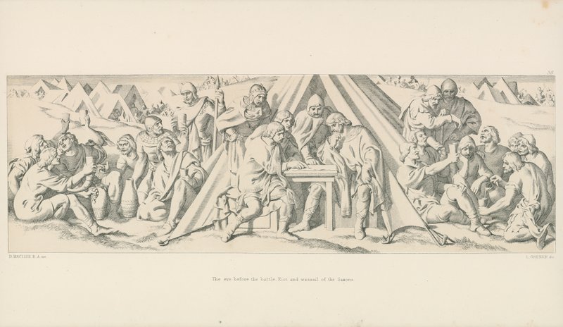 La víspera de la batalla. Alboroto y jolgorio de los sajones de Daniel Maclise