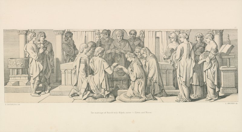 El matrimonio de Harold con Aldyth, hermana de Edwin y Morcar de Daniel Maclise