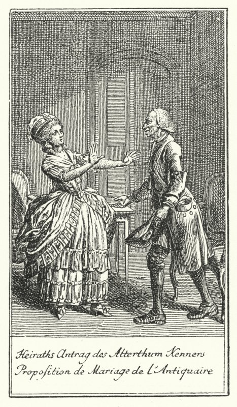 Propuesta de matrimonio del anticuario (grabado) de Daniel Nikolaus (after) Chodowiecki