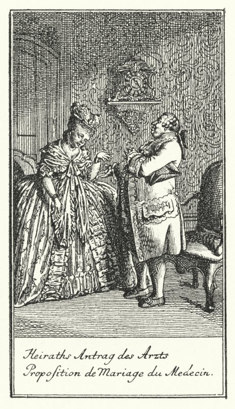 Propuesta de matrimonio del doctor (grabado) de Daniel Nikolaus (after) Chodowiecki