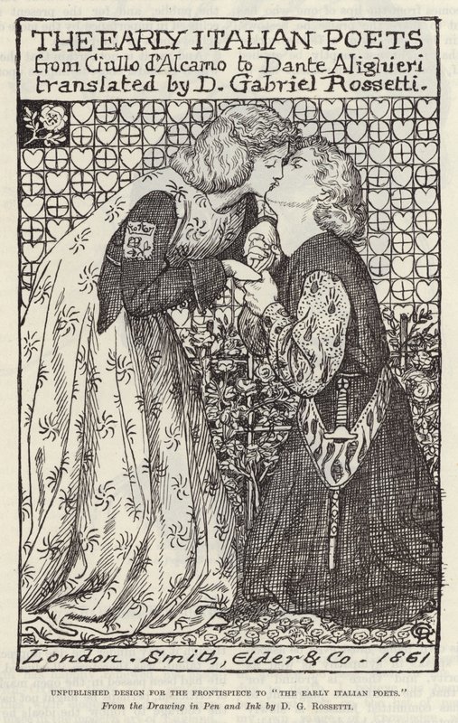 Diseño inédito para el frontispicio de Los primeros poetas italianos de Dante Gabriel Charles Rossetti