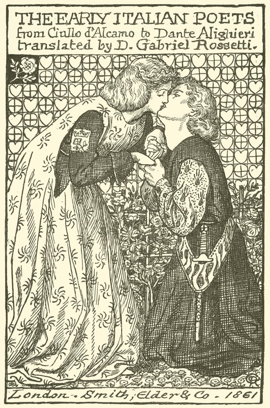 Los primeros poetas italianos, diseño para una portada de Dante Gabriel Charles Rossetti
