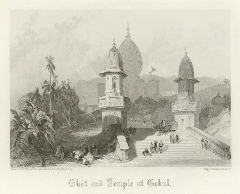 Ghat y Templo en Gokul, India de David Roberts