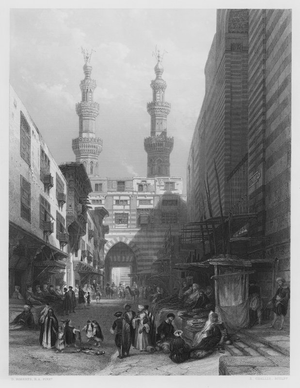 Puerta de los Metwaleys, El Cairo, del cuadro en la Colección Real (grabado) de David (after) Roberts