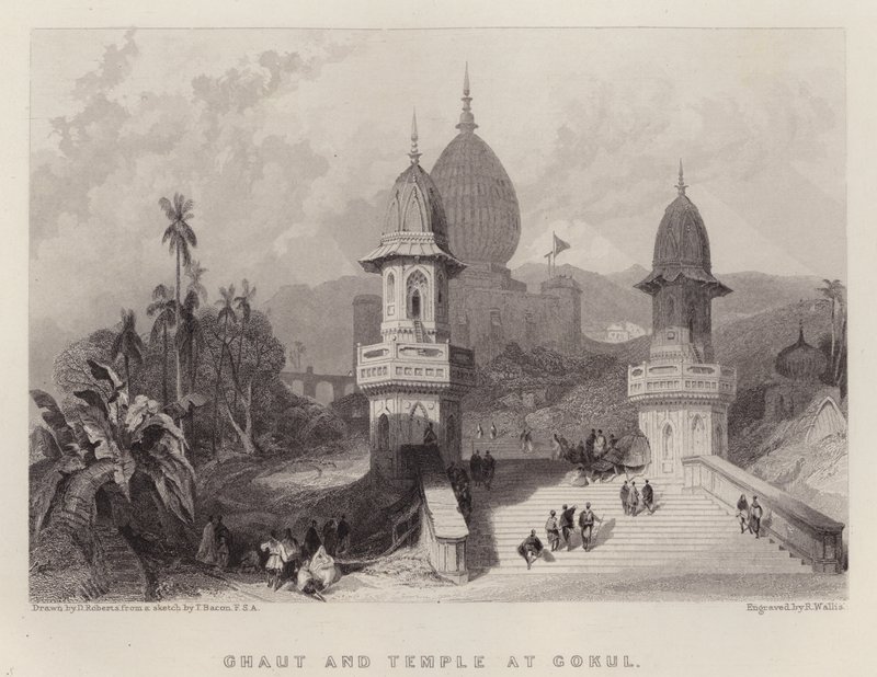 Ghaut y Templo en Gokul de David (after) Roberts
