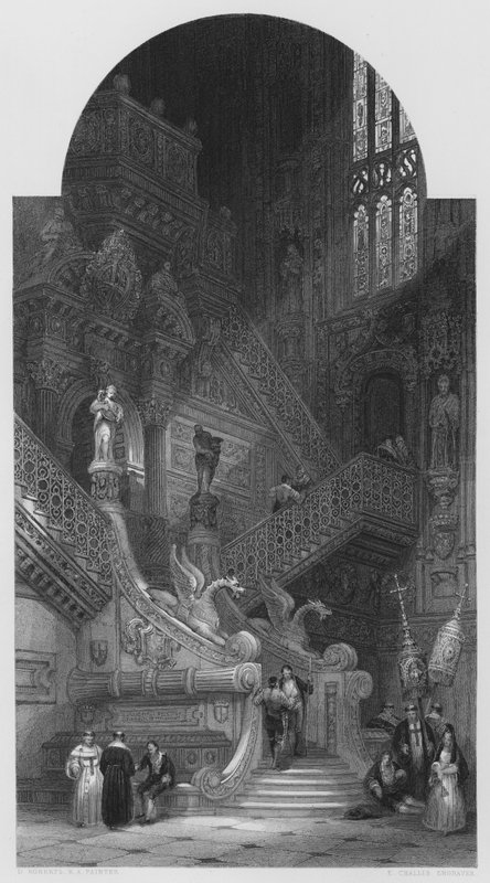 Interior de la Catedral de Burgos, del cuadro en la Galería Vernon de David (after) Roberts