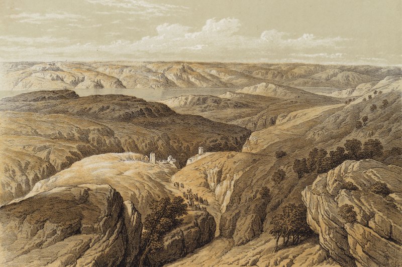 Desierto de Engedi (litografía en color) de David (after) Roberts