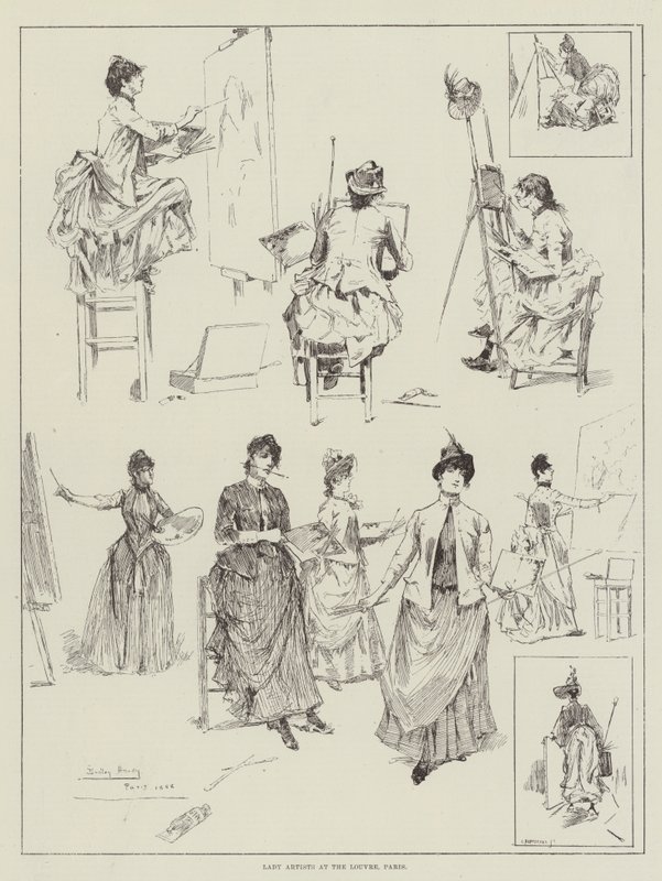 Damas Artistas en el Louvre, París de David Hardy