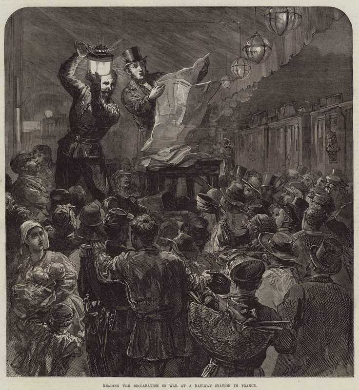 Leyendo la declaración de guerra en una estación de tren en Francia de David Henry Friston