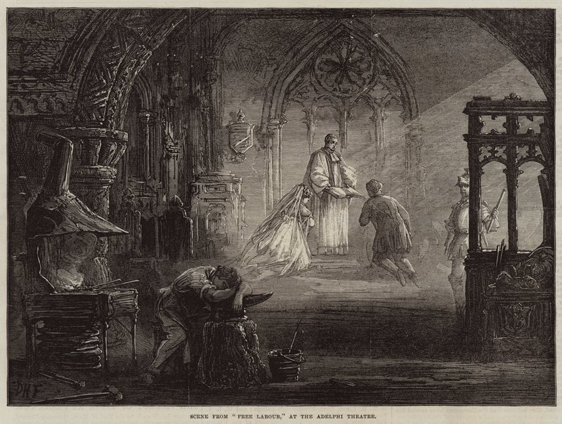 Escena de Trabajo Libre, en el Teatro Adelphi de David Henry Friston