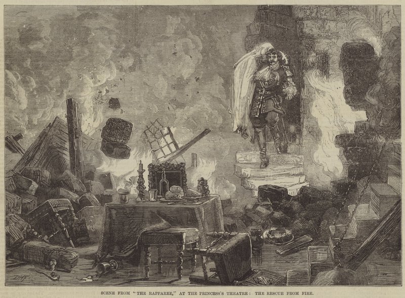 Escena de The Rapparee, en el Teatro Princess, el Rescate del Fuego de David Henry Friston