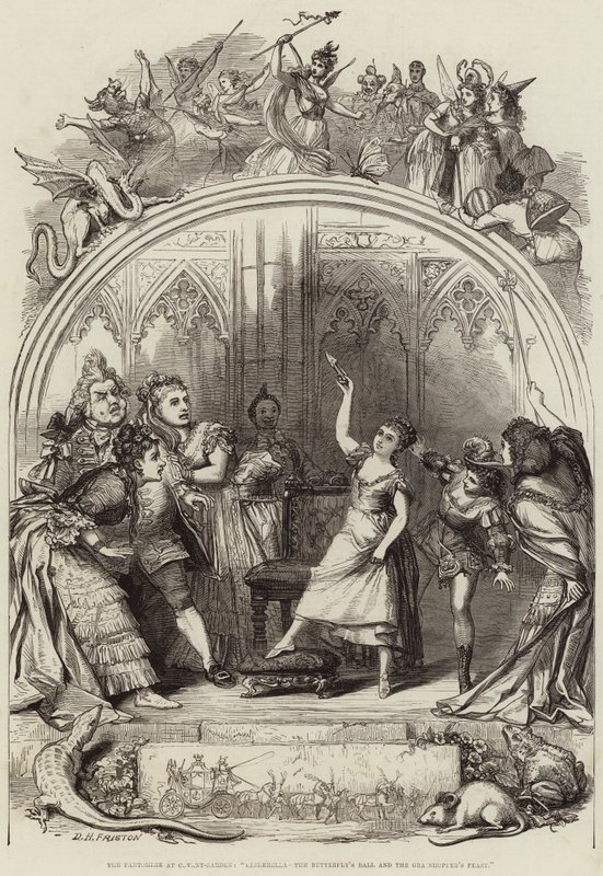 La pantomima en Covent-Garden, Cenicienta, el Baile de la Mariposa y la Fiesta del Saltamontes de David Henry Friston