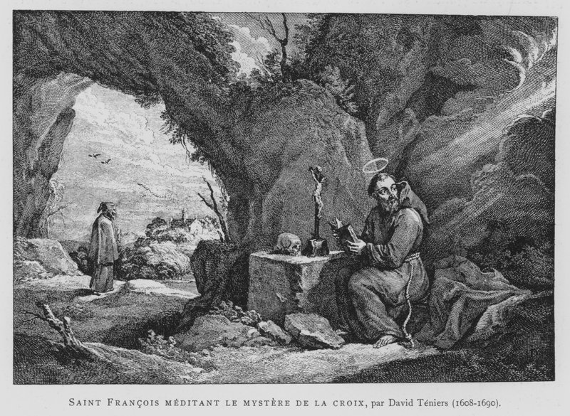 San Francisco meditando sobre el misterio de la cruz de David the Younger (after) Teniers