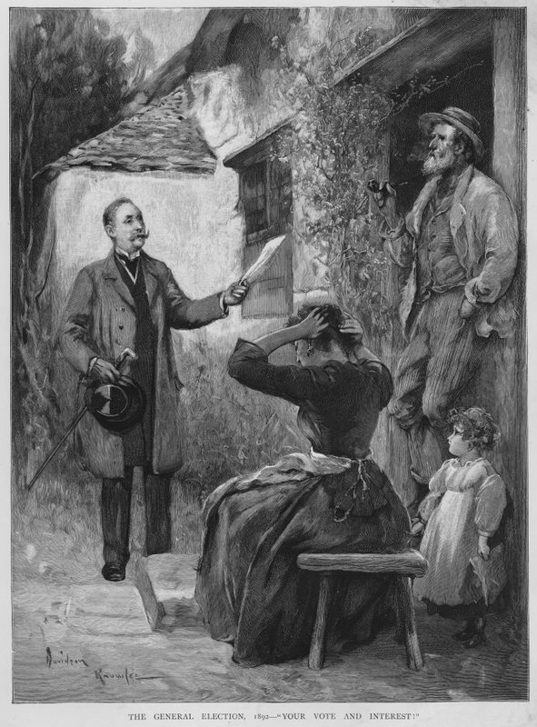 Campaña de votos durante la campaña de las elecciones generales británicas de 1892 de Davidson Knowles