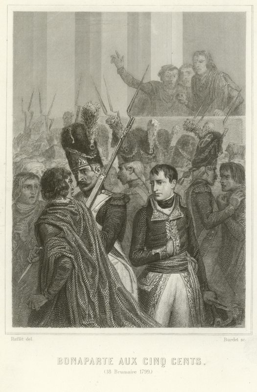 Napoleón Bonaparte rodeado por miembros del Consejo de los Quinientos de Denis Auguste Marie Raffet