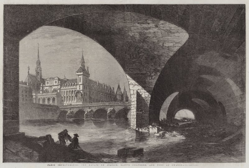 Mejoras en París, el Palais de Justice, Sainte Chapelle y Pont au Change de Dieudonne Auguste Lancelot
