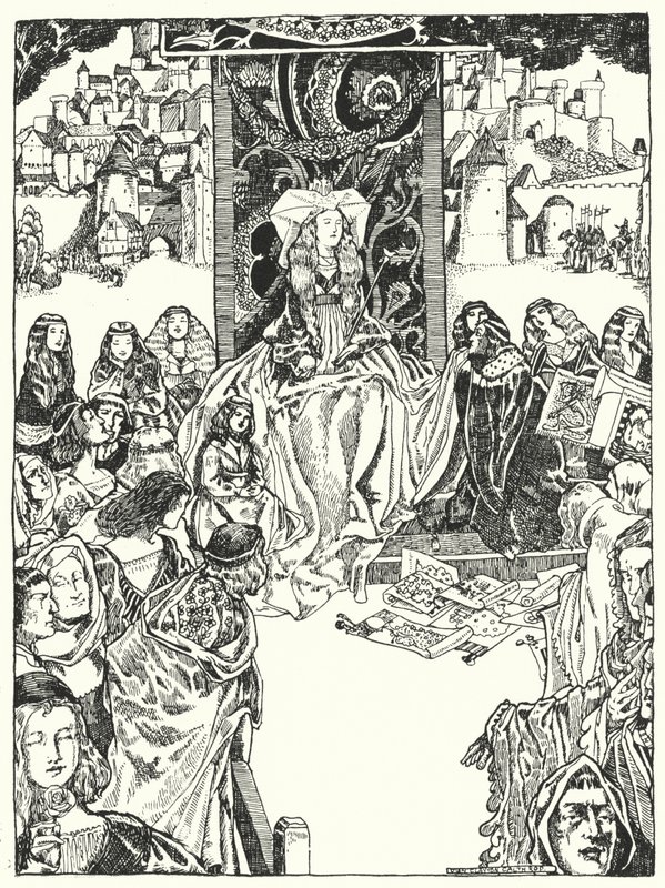 La Princesa y los Pretendientes (grabado) de Dion Clayton Calthrop