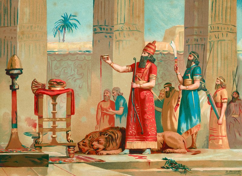 Asurbanipal ofreciendo leones en sacrificio de Dionisio Baixeras Verdaguer
