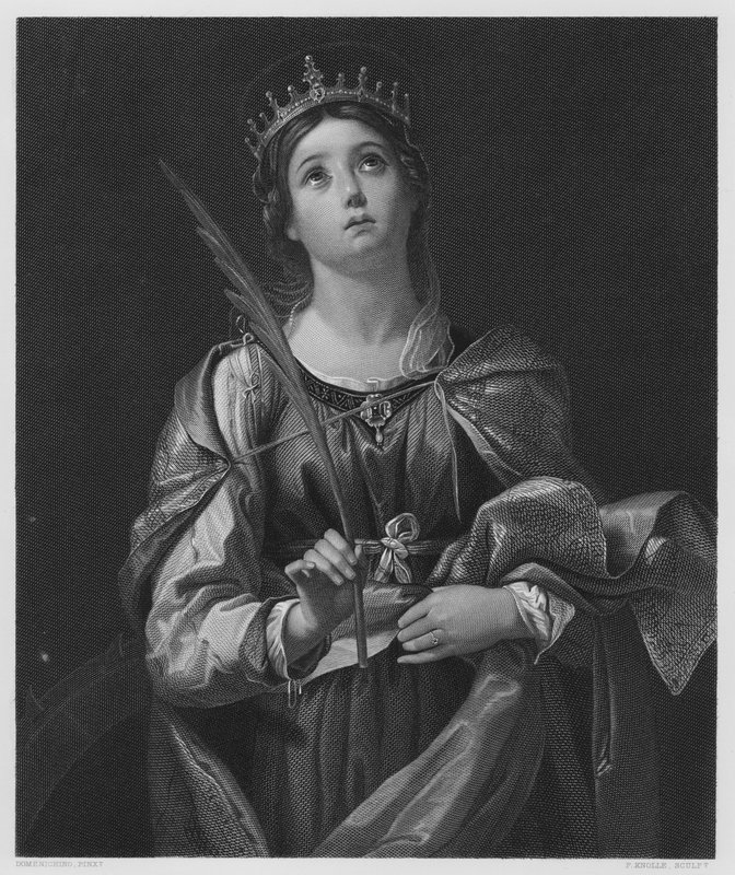Santa Catalina, del cuadro en la Colección Real (grabado) de Domenichino