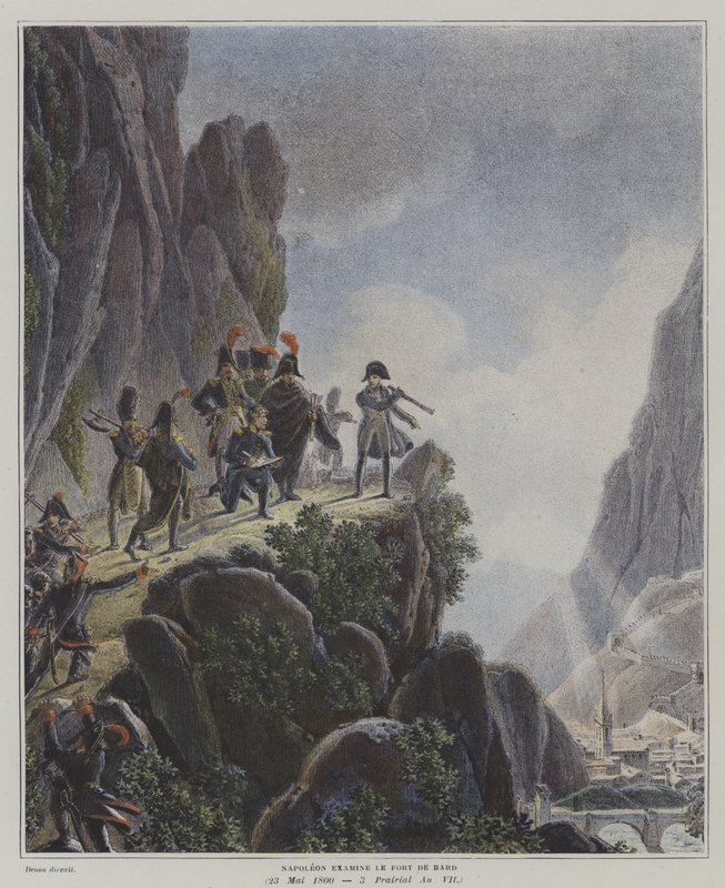 Napoleón examinando el Fuerte Bard, Italia, 23 de mayo de 1800 de Dominique Vivant (after) Denon