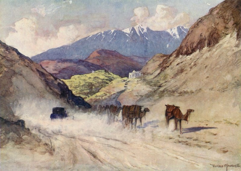 Una impresión del paso de Khyber (litografía en color) de Donald (after) Maxwell