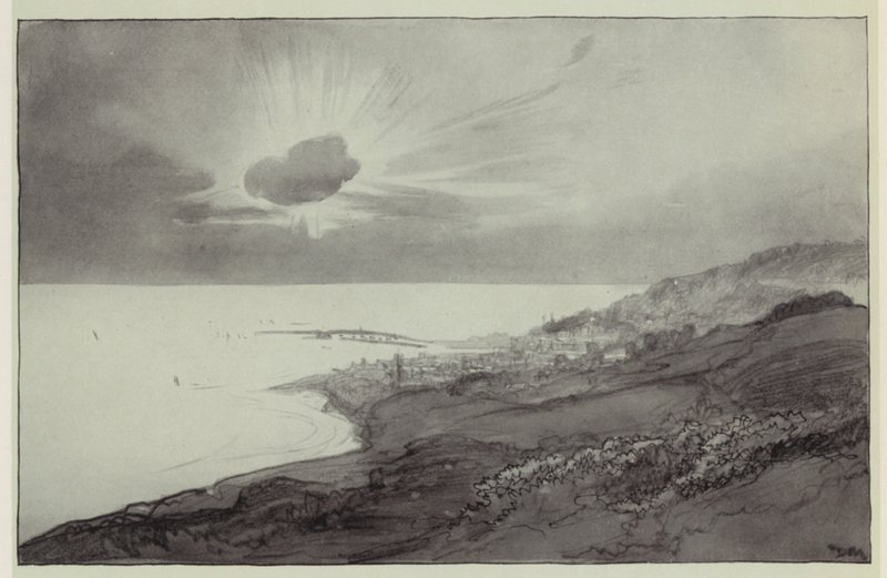 Lyme Regis desde las colinas de Charmouth (litografía) de Donald (after) Maxwell