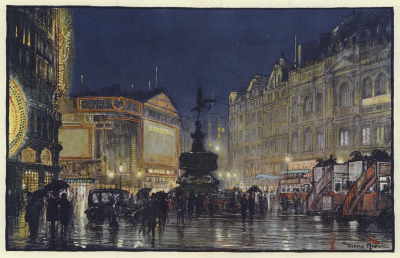 El Corazón del Imperio, Una Impresión de Piccadilly Circus al Anochecer de Donald Maxwell