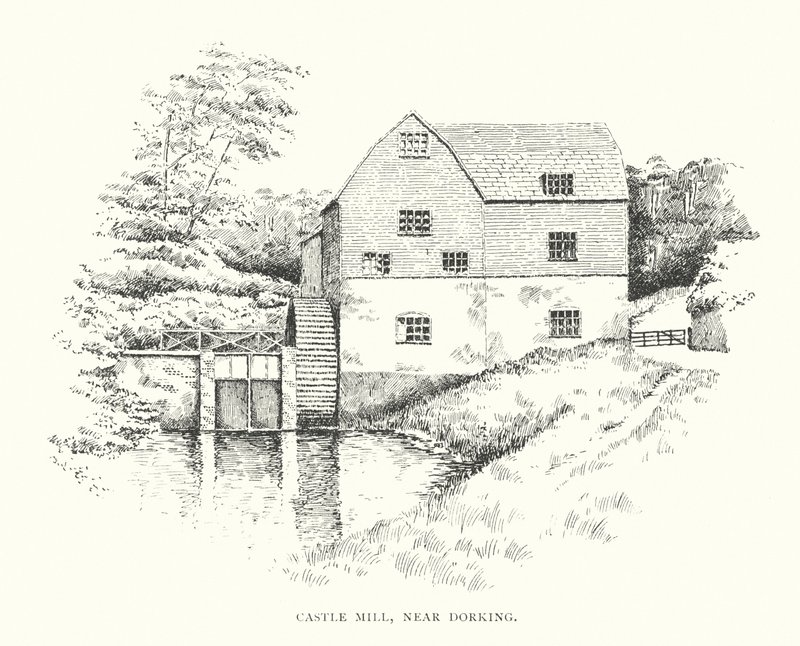 Castle Mill, cerca de Dorking (litografía) de Duncan Moul