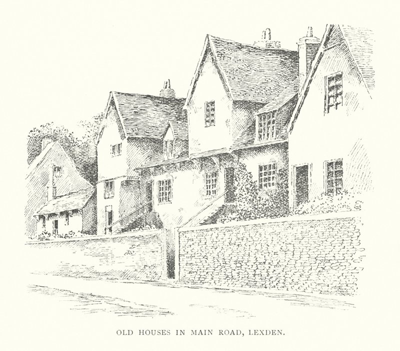 Casas antiguas en Main Road, Lexden (litografía) de Duncan Moul