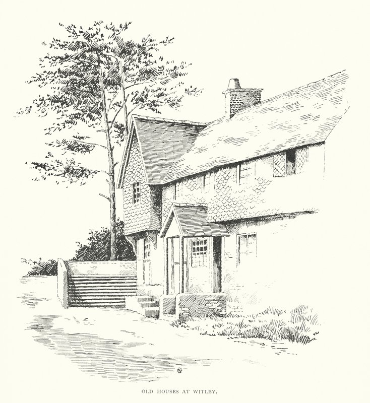 Casas antiguas en Witley (litografía) de Duncan Moul