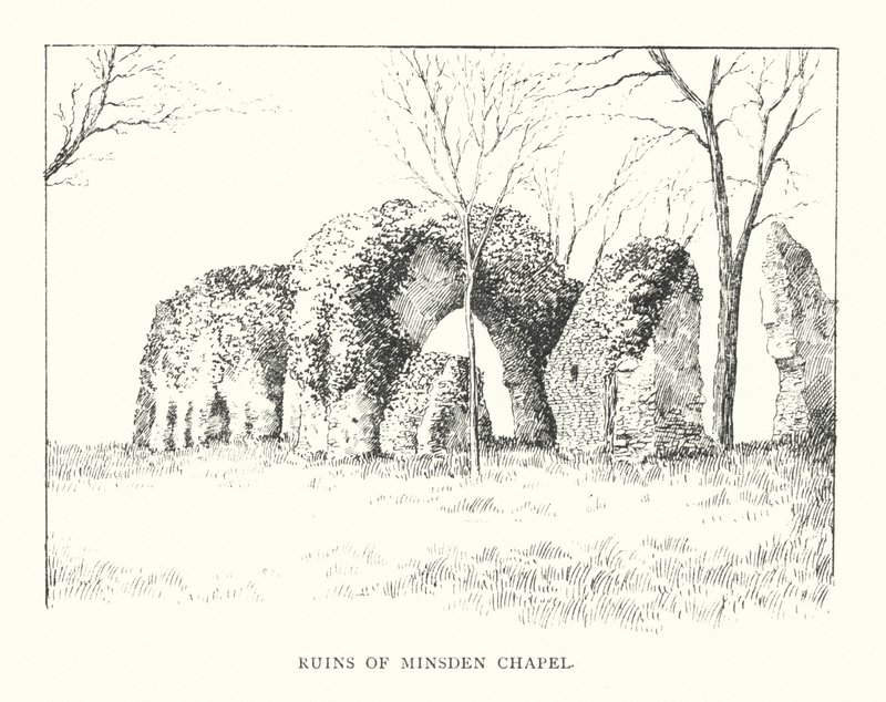 Ruinas de la capilla de Minsden (litografía) de Duncan Moul