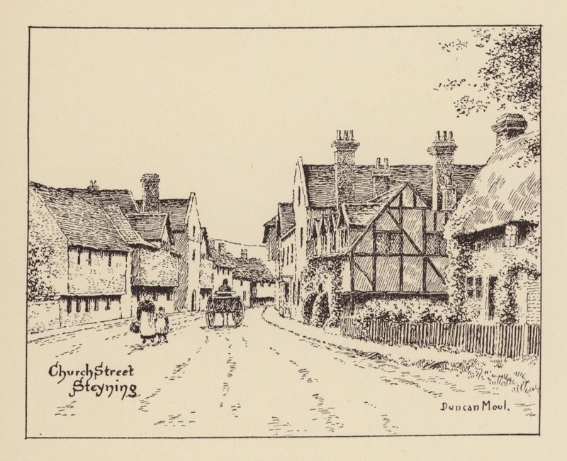 Sussex: Church Street, Steyning (litografía) de Duncan Moul