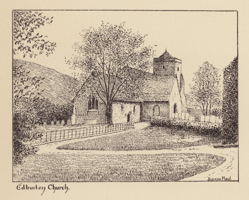 Sussex: Iglesia de Edburton (litografía) de Duncan Moul