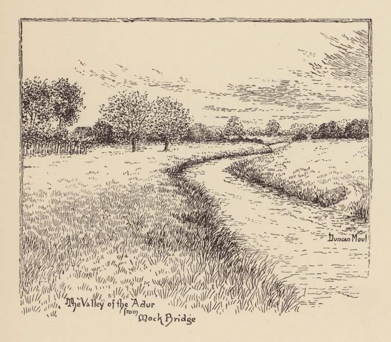Sussex: El valle del Adur desde Mock Bridge (litografía) de Duncan Moul