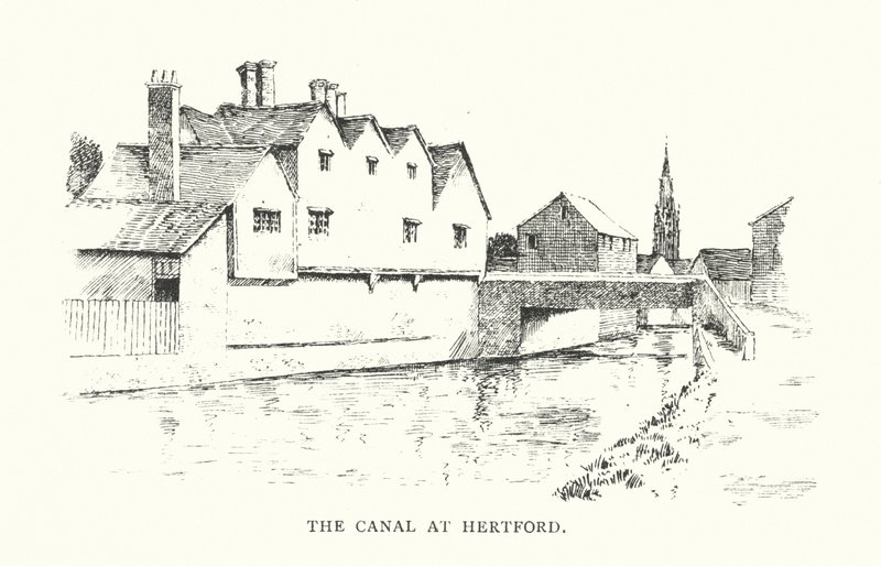 El Canal en Hertford (litografía) de Duncan Moul