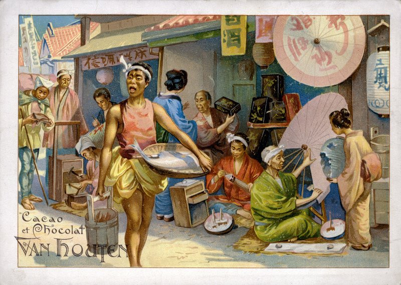 Escena de mercado asiático de Dutch School