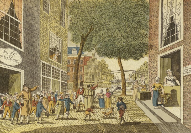 Niños saliendo de la escuela, 1812 de Dutch School