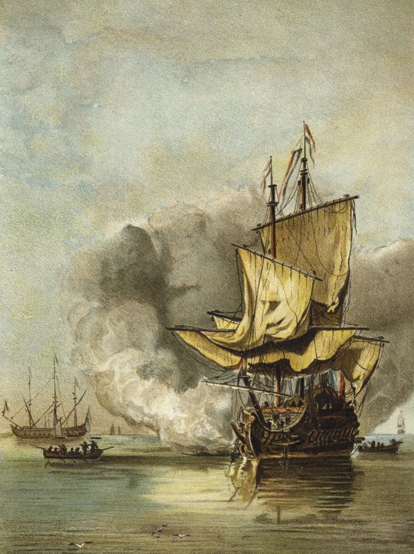 Buque de guerra holandés de mediados del siglo XVII de Dutch School