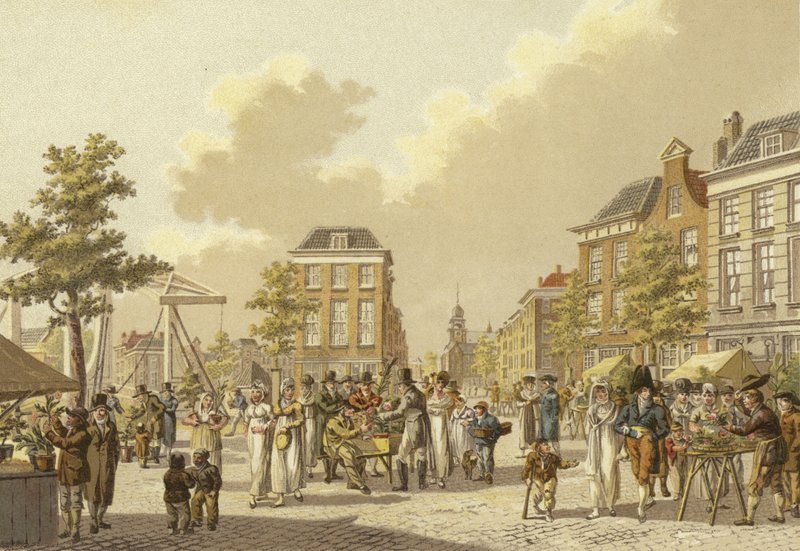 Mercado de flores, Róterdam, 1807 de Dutch School